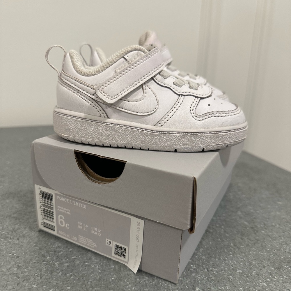 Nike Kids White Sneakers with Strap
